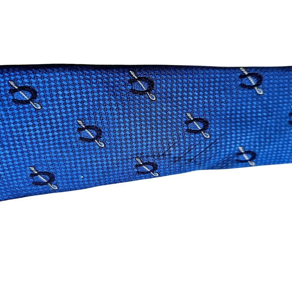 Tommy‎ Hilfiger Mens Blue Patterned Silk Tie Horse, Horseshoe, Polo, Equestrian